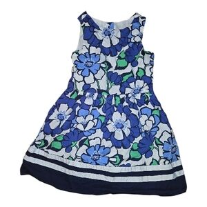 Gymboree Blue Floral Sleeveless Dress with Green Accents